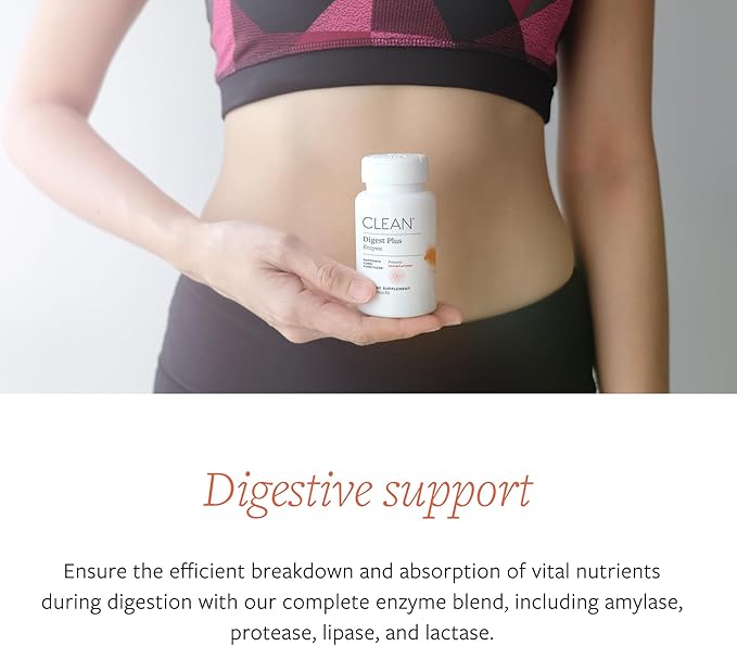 Clean Digest Plus Digestive Enzymes for Bloating Relief - Full Spectrum Enzyme Blend for Comfortable Digestion Gas Relief 60 Capsules