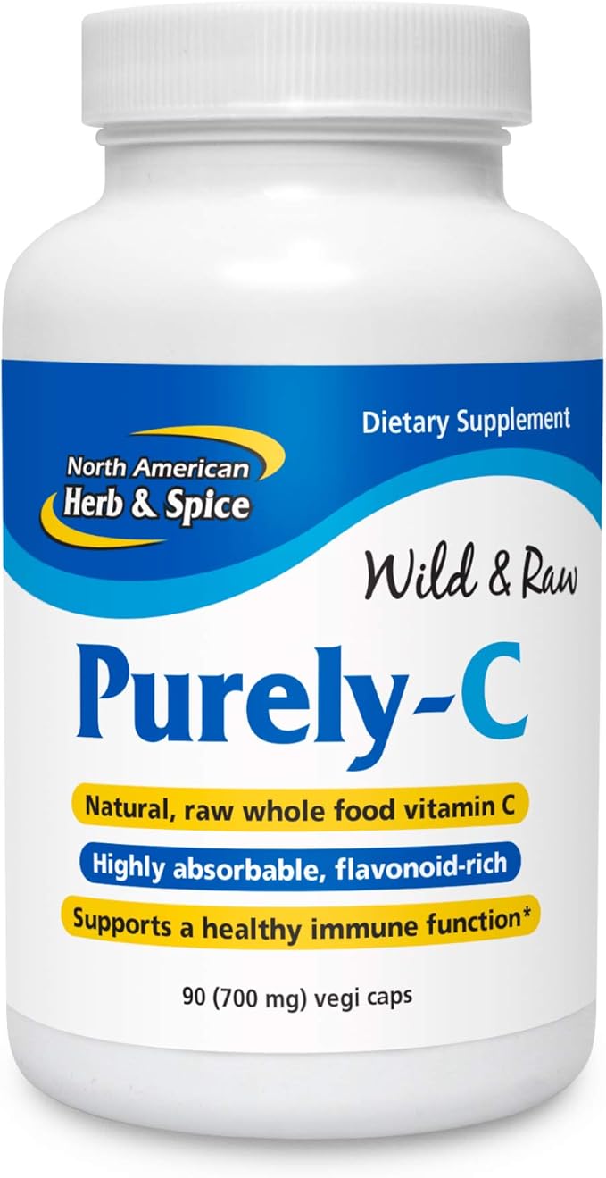 NORTH AMERICAN HERB &amp SPICE Purely-C - 90 Capsules - Healthy Immune Function - Camu Camu Berries Wild Berries Rose Hips - Non-GMO - 30 Total Servings