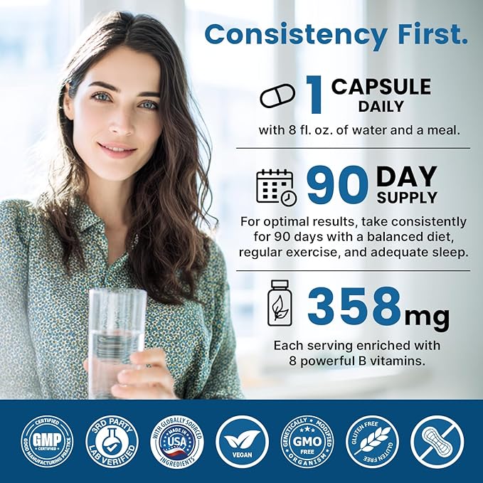 Methylated B Complex with Methylfolate and B12 Methylcobalamin 1000 mcg - Methylated Multivitamin for Energy Brain Function and Wellness - Vitamin B Complex for Men &amp Women (90 Servings) (Pack o