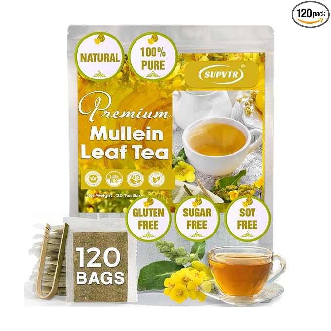 Mullein Leaf Tea Bags 100% Natural &amp Pure from Mullein Leaves.Loose Leaf Mullein Herbal Tea. Made with Natural Material Tea Bags. No Sugar No Caffeine Vegan
