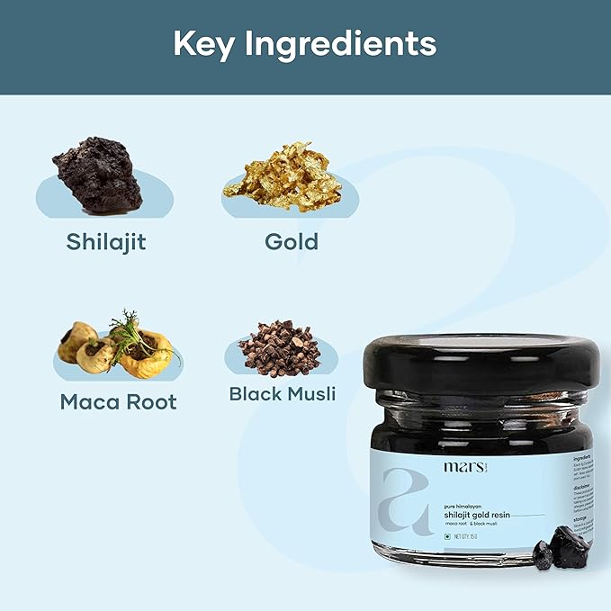 Mars Pure Himalayan Shilajit Gold (Resin) | Premium Organic Shilajit Sourced from High-Altitude Himalayas | Natural Energy Strength &amp Stamina Booster | Resin for Overall Well-Being -15 g (Pack of