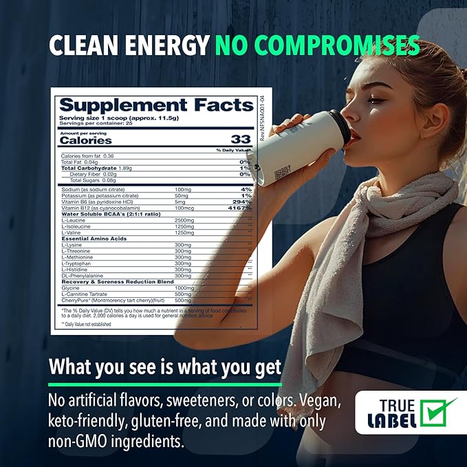 NF Sports Natural Amino. 2:1:1 BCAAs Amino Acids Powder. BCAA Energy Pre Workout Powder for Muscle Recovery. Keto Friendly Vegan No Artificial Flavors (25 Servings Orange Pineapple)