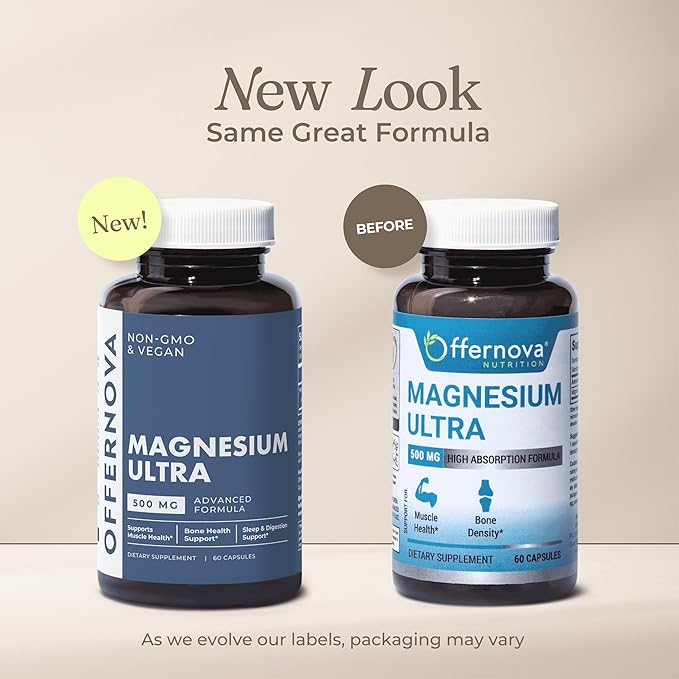 Offernova Magnesium Ultra - High Absorption 500mg Vegan Magnesium Citrate &amp Oxide Complex - Boost Sleep Digestion &amp Muscle Health for Men &amp Women – Constipation Relief - Citrato de Magnes