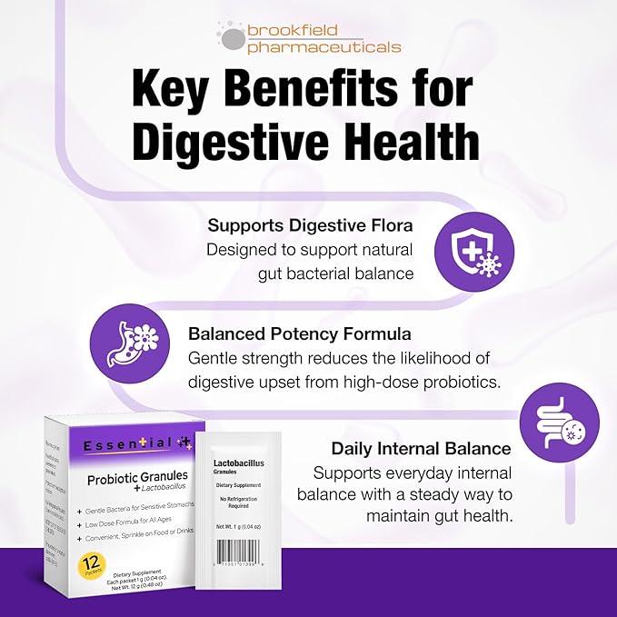 Lactobacillus Probiotics for Women and Men 12 Packets with Lactobacillus Acidophilus &amp Bulgaricus Probiotic Dietary Supplements Granules for Daily Gut Support Digestive Health &amp Internal Bal