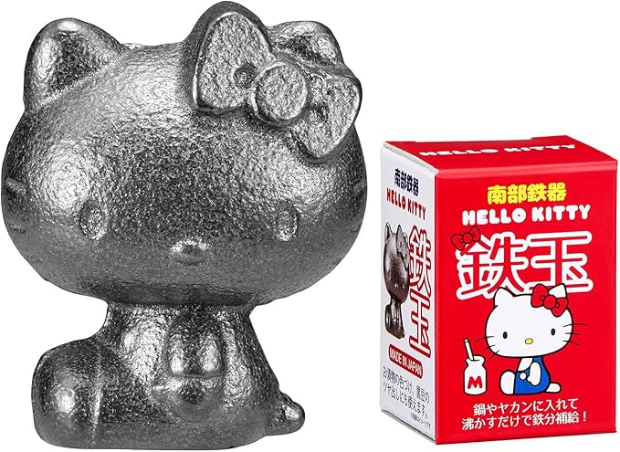 OSK TBN-1 Nambu Ironware Hello Kitty Iron Ball Made in Japan Iron Supplement Anemia Improvement Easy Cute Easy Induction Pot Kettle Cooking Tea Pickles Bran Pickles Black Beans Miso