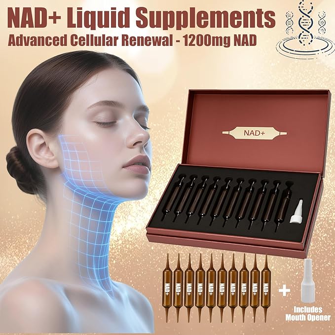 NAD+Advanced Cellular Renewal - 1200mg NAD+Liquid Supplements for Energy &amp Focus - 10 Vials (1)