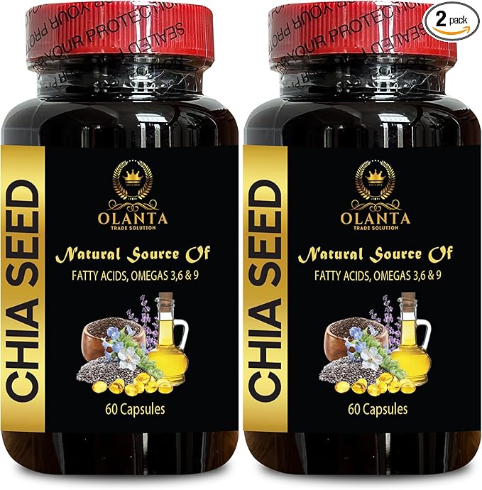 CHIA Seed Supplement - Organic chia Seeds Non GMO Certified USA Chia Seed Oil Supplement for Energy chia Seeds Omega 3 and Fiber Immune Booster - 2 Bottles