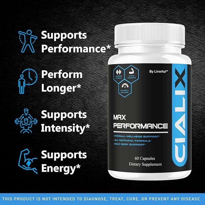 Cialix Pills for Men Official Cialix Premium Advanced Formula Supplement Capsules - Maximum Strength Natural Cialix Vitamin Support for Overall Health &amp Wellness 60 Capsules for 1 Month