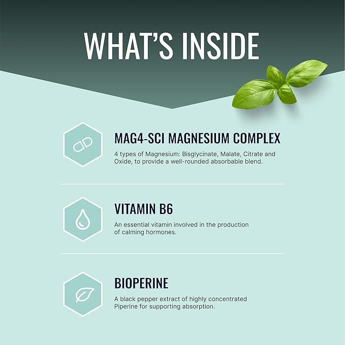 Approved Science Magnesium Complex - Magnesium Bisglycinate Malate Citrate and Oxide Heart Headaches Cramps Energy - High Absorption - 60 Capsules - 1 Month Supply - Non-GMO - Vegan