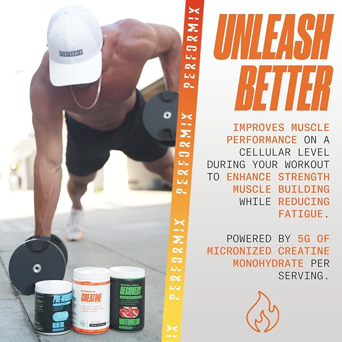 PERFORMIX - Creatine Monohydrate - 5000 mg Per Serving (5g) - Pre Workout - Increase Muscle Mass Improve Strength &amp Reduce Fatigue - Creatine Monohydrate Powder - Unflavored - 80 Servings - 400g