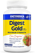 Enzymedica Digest Gold + ATPro Maximum Strength Enzyme Formula Prevents Bloating and Gas 14 Key Enzymes Including Amylase Protease Lipase and Lactase 120 Capsules