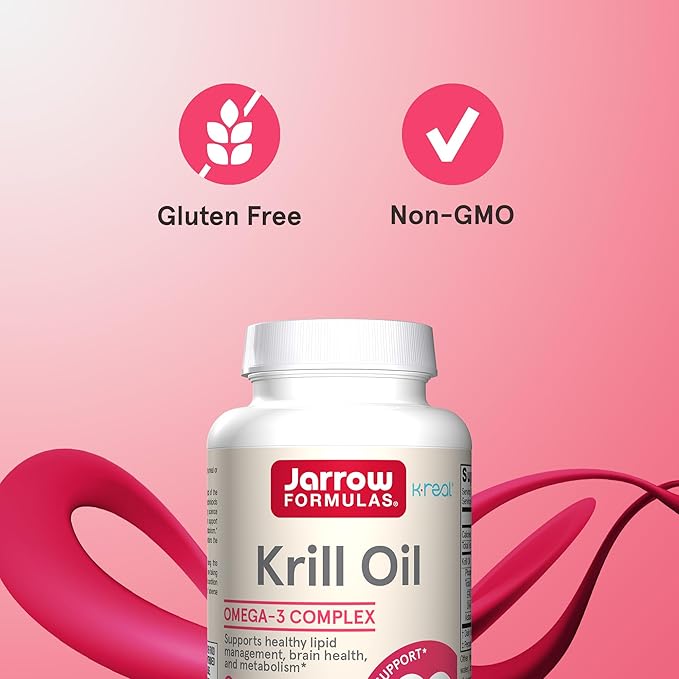 Jarrow Formulas Krill Oil - Phospholipid Omega-3 Complex with Astaxanthin - 120 Softgels - 60 Servings - Supports Lipid Management Metabolism Brain &amp Heart Health - EPA &amp DHA - Gluten Free -
