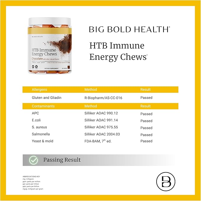 BIG BOLD HEALTH HTB Immunity Chews – Organic Himalayan Tartary Buckwheat Supplement to Support Natural Energy &amp Immune Function - Chocolate Flavor with Zinc Magnesium &amp Vitamins (60 Chews)