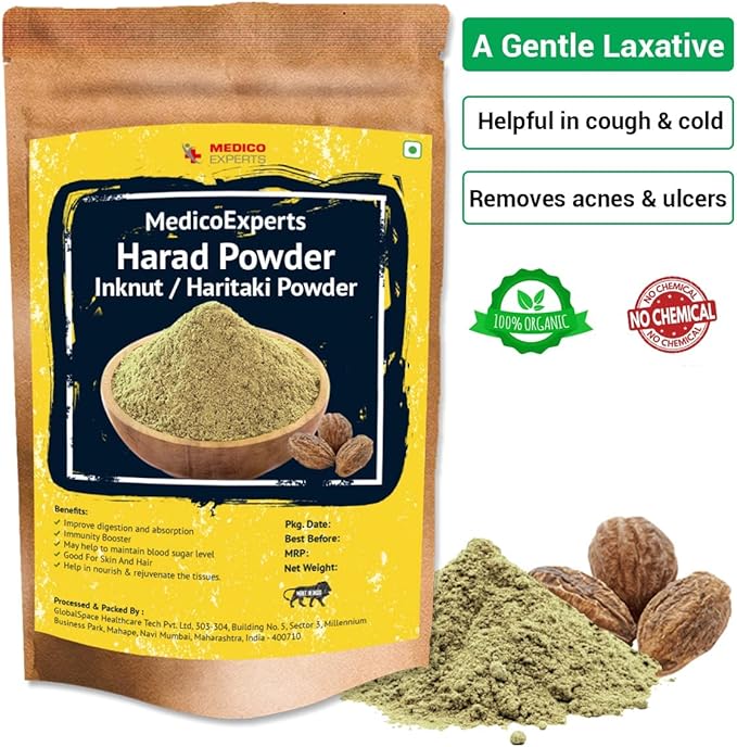 Haritaki Powder Organic - 200 GMS | 100% Pure Harde Powder | Kadukkai Powder | Harad Powder | Inknut Powder for Dark Circles Face Skin &amp Healthy Digestion