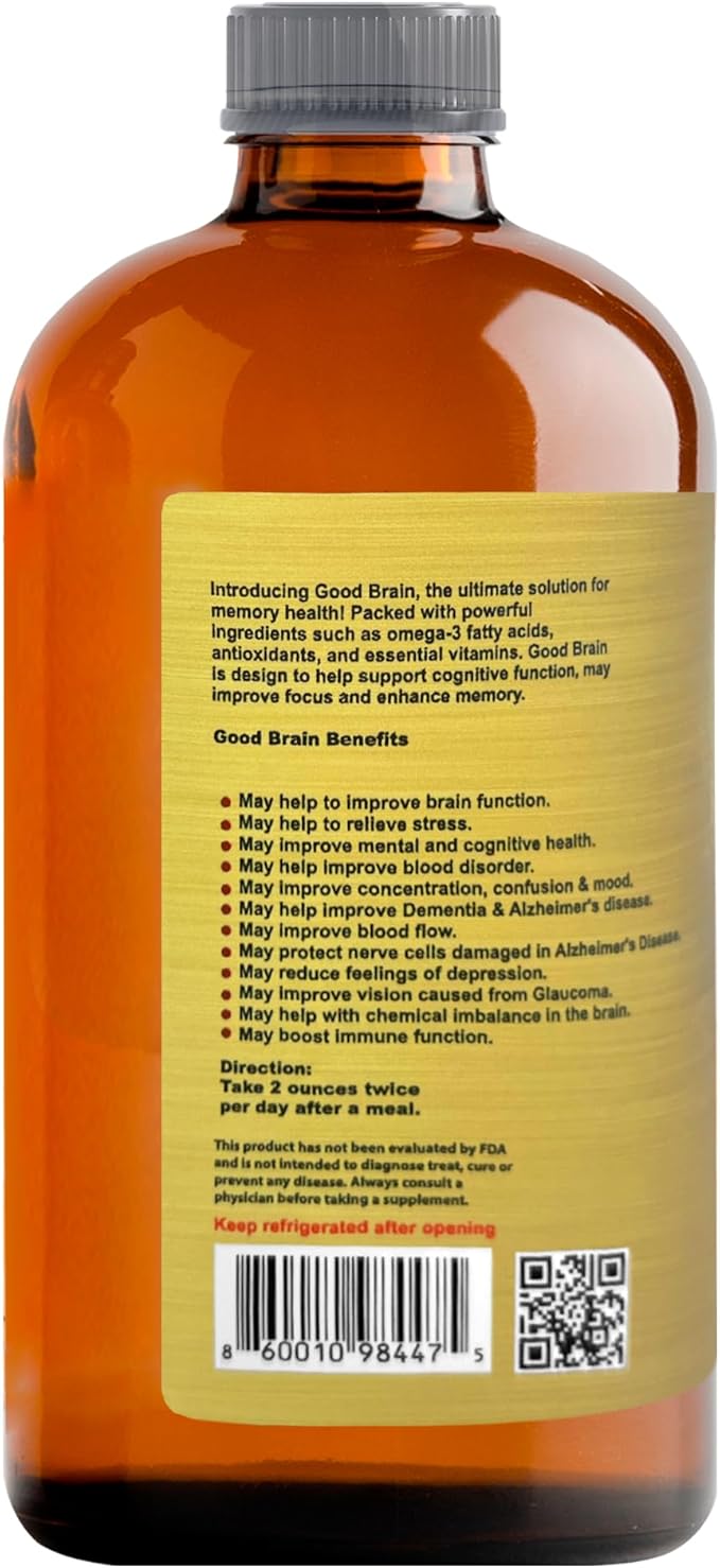 LiquidBlenz Good Brain Tonic Herbal Brain Health Support Drink 16 oz Liquid Botanical Blend with Ginkgo Lion’s Mane &amp Adaptogens – Natural Focus &amp Clarity Tonic