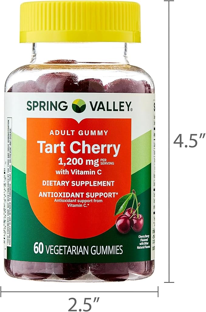 SUREFECT Spring Valley Tart Cherry Gummies - 1200mg per Serving with Vitamin C - Antioxidant Support - 60 Vegetarian Gummies Organizer.