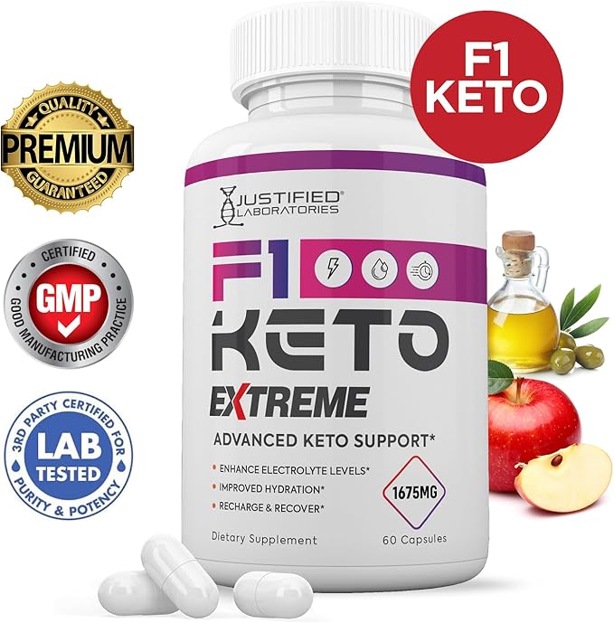 (10 Pack) F1 Keto Pills 1675MG New &amp Improved Formula Contains Apple Cider Vinegar Extra Virgin Olive Oil Powder Green Tea Leaf 600 Capsules