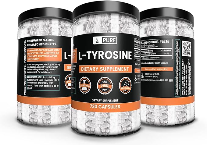 PURE ORIGINAL INGREDIENTS L-Tyrosine (730 Capsules) No Magnesium Or Rice Fillers Always Pure Lab Verified