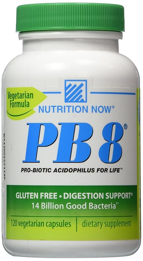 Now PB 8 Pro-Biotic Acidophilus Capsules Vegetarian 120-Count Bottles 60 Servings