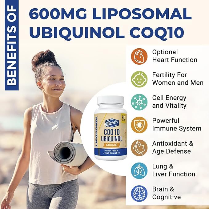 Liposomal CoQ10 Ubiquinol 600mg Softgels|Superior Absorption Ubiquinol CoQ10 Supplement|Powerful Active Antioxidant Form of Coenzyme Q10|Heart Function &amp Energy Production|120 Softgels