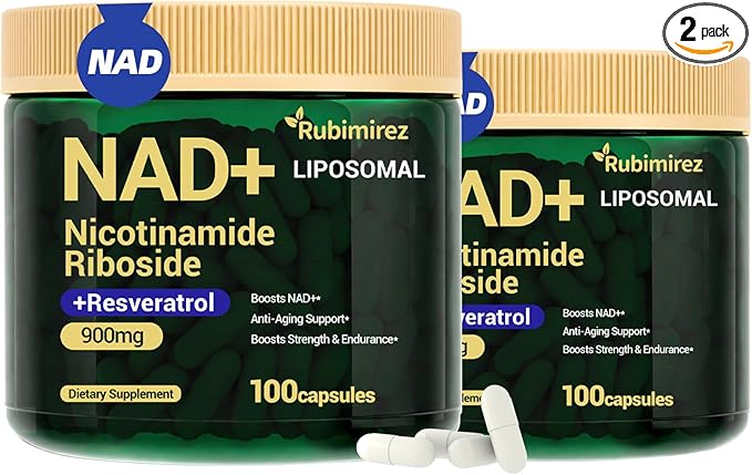 NAD+ Supplement with Nicotinamide Riboside &amp Resveratrol 900mg – Anti-Aging Support for Women &amp Men NMN Alternative Vegan Non-GMO - 100 Capsules 2 Pack