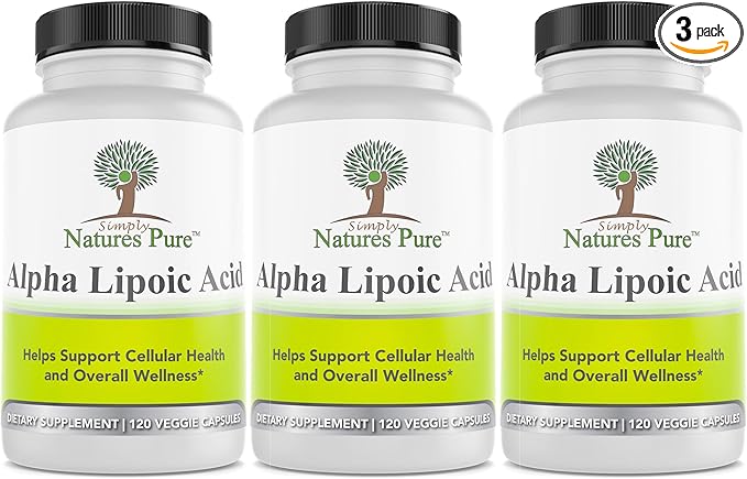 Simply Natures Pure Alpha Lipoic Acid 600mg 360 Veggie Capsules Non-GMO Thioctic Acid 12 Month Supply