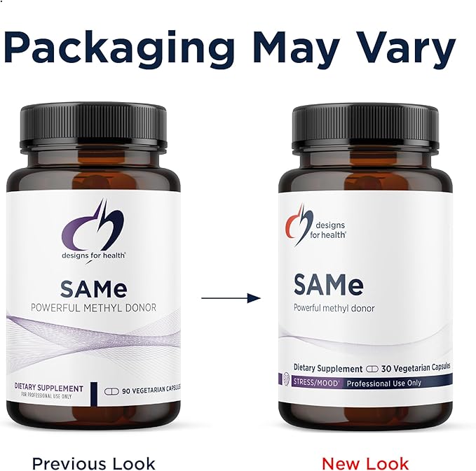 Designs for Health Same Capsules with B6 B12 + 5-MTHF - 200mg S-Adenosylmethionine Supplement with 5-MTHF (Folate) + Vitamin B12 - Non-GMO + Gluten-Free (30 Capsules)