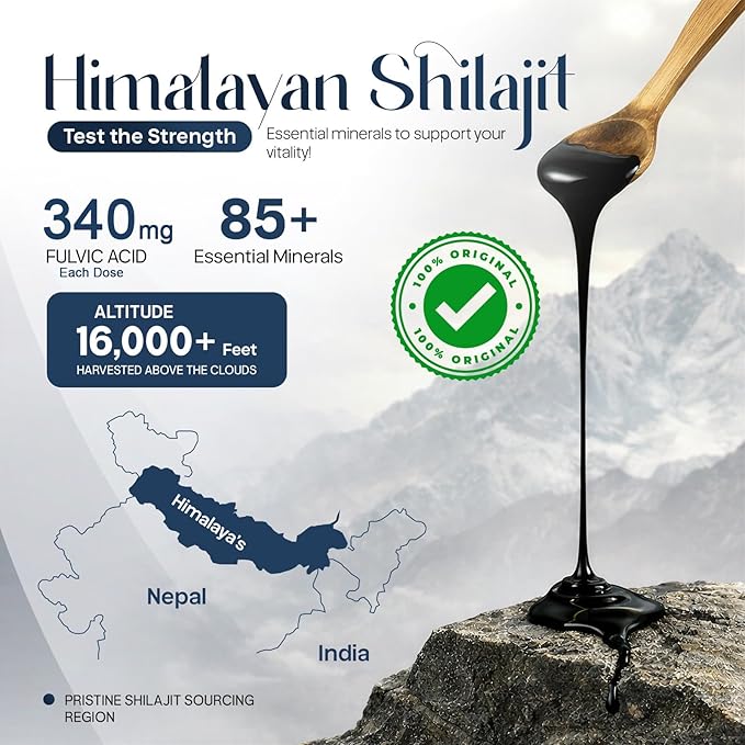 Pure Himalayan Shilajit Resin – 10g Pack for Men &amp Women | Gold Graded Mountain Sourced Shilajit | 85+ Trace Minerals &amp Fulvic Acid | Eurofins Lab Verified | GMP Certified