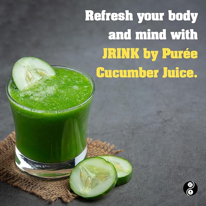 JRINK by Purée Organic Cucumber Juice Cold Pressed Detox Drink Healthy Cleanse with No Preservatives Fresh Raw Juice in HDPE Bottles Organic Fruit and Vegetable Cleanse Beverage 16oz Pack of 18