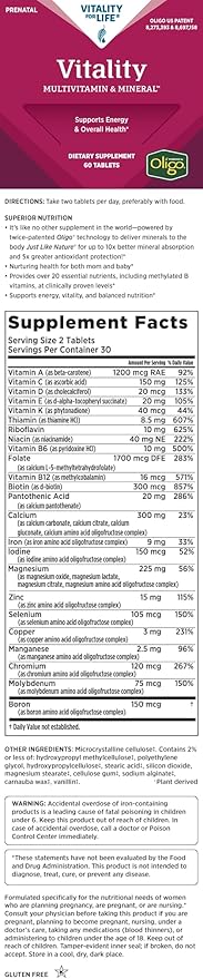 Melaleuca Multivitamin &amp Mineral Supplement for Prenatal (Women) Powered by Oligo (60 Tablets) — Supports Energy &amp Overall Health