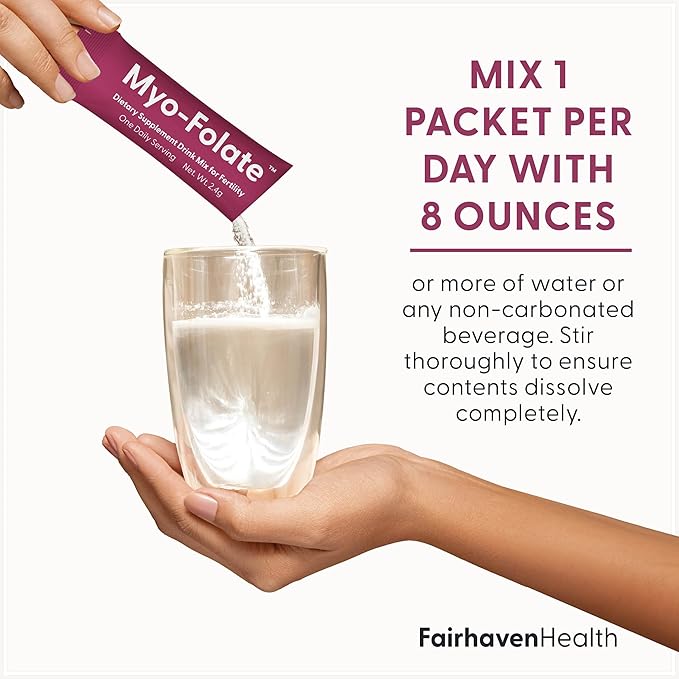 Fairhaven Health Folate and Myo Inositol Powder for Women - 1 Per Day Female Fertility Supplement Ovarian Health and Egg Quality - 2000 mg Myo-Inositol and 333 mcg Methylfolate – 30 Stick Packs