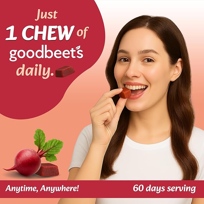 Goodbeets Soft Chews | Non-GMO Grape Seed Extract &amp Beet Powder Help Maintain Healthy Circulation Blood Pressure &amp Energy