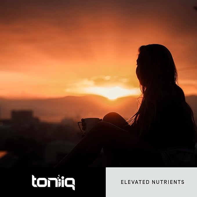 Toniiq Low-Caffeine Mushroom Coffee - Ultra High Potency 10:1 Concentrated Extract - Colombian Sourced Beans with 10 Mushroom Blend Lion's Mane &amp Cordyceps - Functional Coffee Alternative