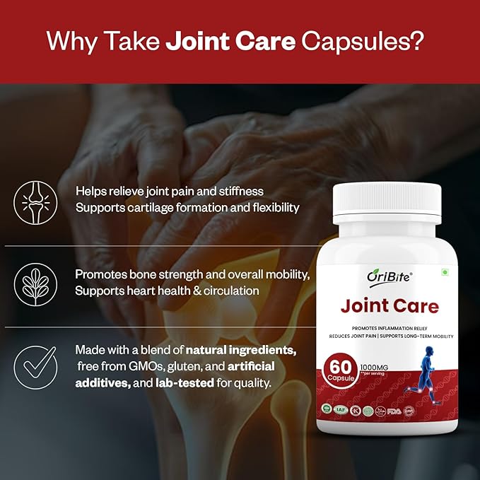 Joint Care Capsules | Glucosamine Chondroitin MSM &amp Herbal Extracts | Supports Joint Flexibility Mobility &amp Comfort | Natural Nutraceutical Supplement | 60 Capsules