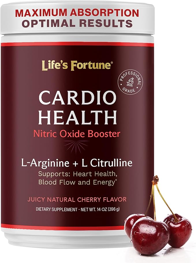 Life's Fortune 5000mg L- Arginine Supplement Powder &amp 1000mg L-Citrulline High Potency Nitric Oxide Health Booster Endurance Workout Performance Cherry Flavor (30 Servings)