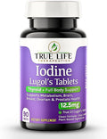 Lugol's Iodine Tablets 12.5mg x 90 ct - Reddish Brown Stable Iodine + Potassium Iodide Formula Masks Bitter Liquid Taste Thyroid Support Detox Breast Health - No Preservative Non-GMO Gluten-free