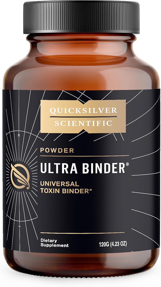 Quicksilver Scientific Ultra Binder Powder - Multi Binder with Bentonite Clay Zeolite Detox &amp Charcoal - Supplement for Gut Support &amp The Body's Toxin Removal Process (120g)