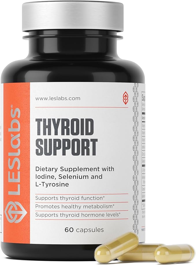 LES Labs Thyroid Support – Metabolic Health Thyroid Hormone Production Energy &amp Focus – Iodine L-Tyrosine Ashwagandha Selenium &amp Turmeric – Non-GMO Supplement – 60 Capsules