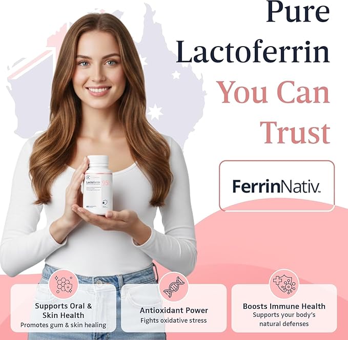 Supplement 300mg – 95%+ Pure Bovine Lactoferrin Capsules – Delayed Release for Immune Support Gut Health &amp Iron Metabolism – 120 Count