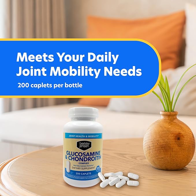 Berkley Jensen Glucosamine Chondroitin MSM Boswellia Complex - Triple Strength Advanced Dietary Supplement for Joints Ligaments Tendons Bones Connective Tissue Support 200 Caplets (Pack of 1)