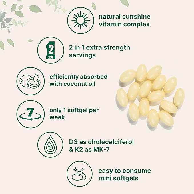 Micro Ingredients Vitamin D3 50000 IU + K2 MK-7 200 mcg 240 Softgels | Virgin Coconut Oil | 2-in-1 Support | Easy to Swallow Non-GMO
