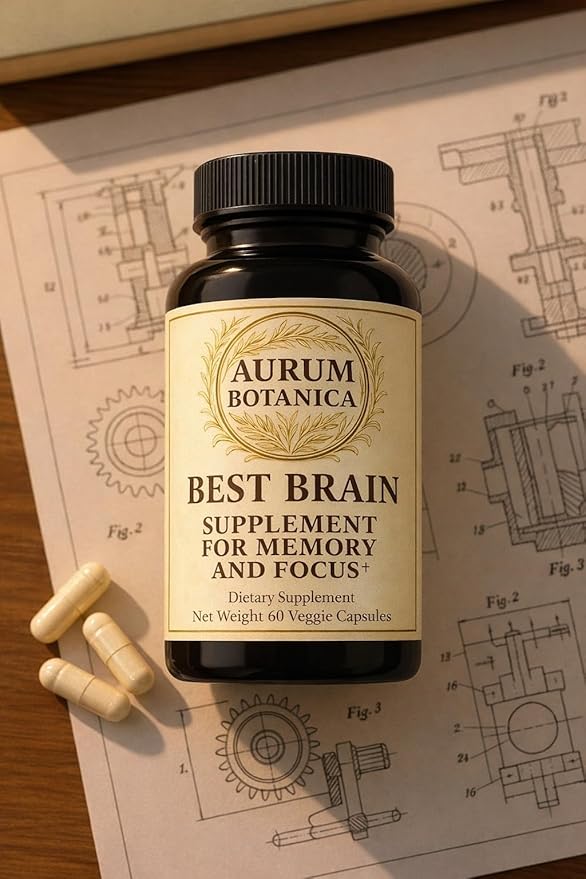 Best Brain Supplement for Memory and Focus - L-Theanine Lion's Main Vitamin B6 B12 D3 Folate L-Tyrosine Bacopa Monnieri Alpha GPC Theacrine 30mg of Natural Caffeine (60 Count)