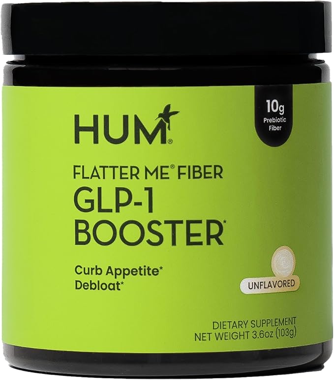 HUM Flatter Me Fiber Supplement for Women &amp Men Prebiotics &amp Digestive Enzymes to Support Weight &amp Bloating Digestive &amp Gut Health Fiber Powder Drink Mix - 10 Servings (Unflavored)