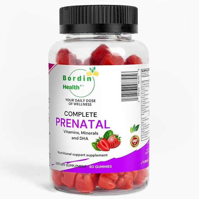 Complete Prenatal Vitamins Folic Acid Iron Choline for Neural Tube Support Omega-3 DHA for Fetal Brain Development Calcium-Helper D3 &amp K2 Non-GMO Vegan Gummies