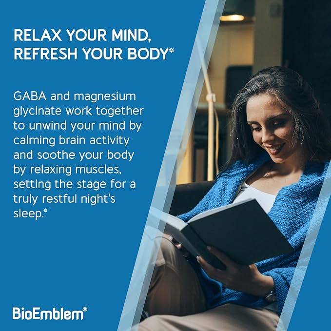 BioEmblem Triple Complex Magnesium Powder Drink - 350mg High Absorption Magnesium Glycinate Gluconate Taurate &amp GABA for Rest Sleep &amp Brain Health - Passionfruit Mango Flavor - Vegan(90 Se