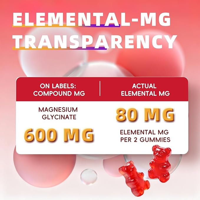 2pack Magnesium Glycinate Gummies 600mg for Sleep &amp Calm Sugar Free Magnesium Gummies for Adults with Vitamin D3 Tart Cherry &amp ChamomileClump-Resistant Formula Third-Party Tested 120 Coun