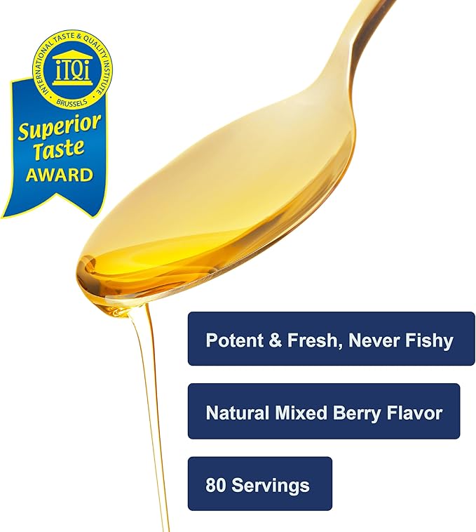 Carlson - Kid's The Very Finest Fish Oil 800 mg Omega-3s Liquid Fish Oil Supplement Norwegian Fish Oil Wild-Caught Sustainably Sourced  Mixed Berry 200 mL (6.7 Fl Oz)