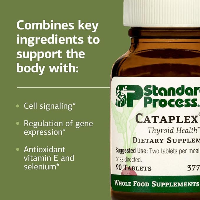 Standard Process Cataplex E - Thyroid Health Support with Antioxidant Vitamin E &amp Selenium - Endocrine Gland Health Support - Gluten-Free Non-Dairy &amp Non-Soy - 90 Tablets (45 Servings)