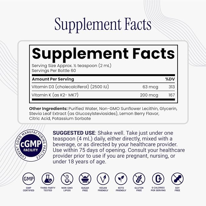 Rho Nutrition Liposomal D3K2 – Ultra High Absorption Liquid Vitamins D3 and K2 Supplement – Supports Immune System &amp Overall Health Supports Strong Bones &amp Muscles and a Healthy Heart