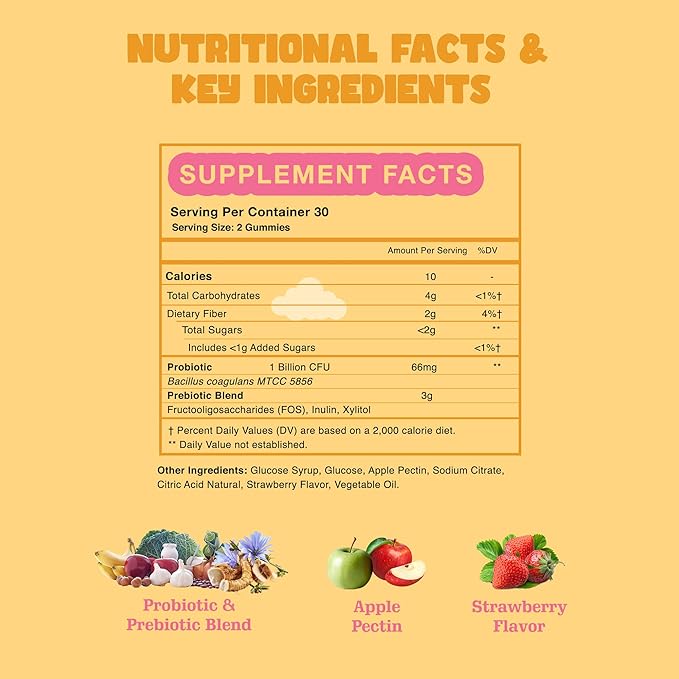 Tummy Stars Kids Multivitamin Gummies with Prebiotic &amp Probiotic + Fiber | Kids Vitamins for Gut Health Digestion Regularity &amp Immune Support | Vegan Children’s Gummies 60 Count